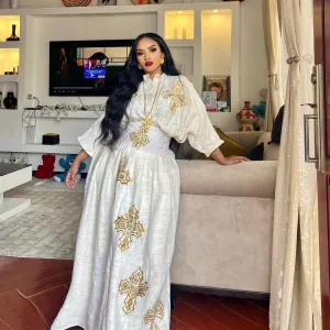 Handwoven Habesha Dress Ethiopian Traditional Dress Modern Habesha Kemis Habesha Libs Eritrean Dress