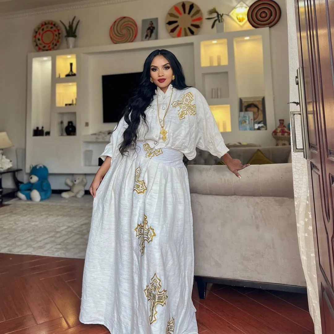 Handwoven Habesha Dress Ethiopian Traditional Dress Modern Habesha Kemis Habesha Libs Eritrean Dress