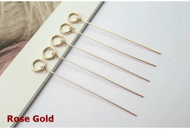 Headpin with Ring 40mm Sterling Silver Pendant Head Pin Findings for Handmade Pure Fine Jewelry Making Wholesale Bulk