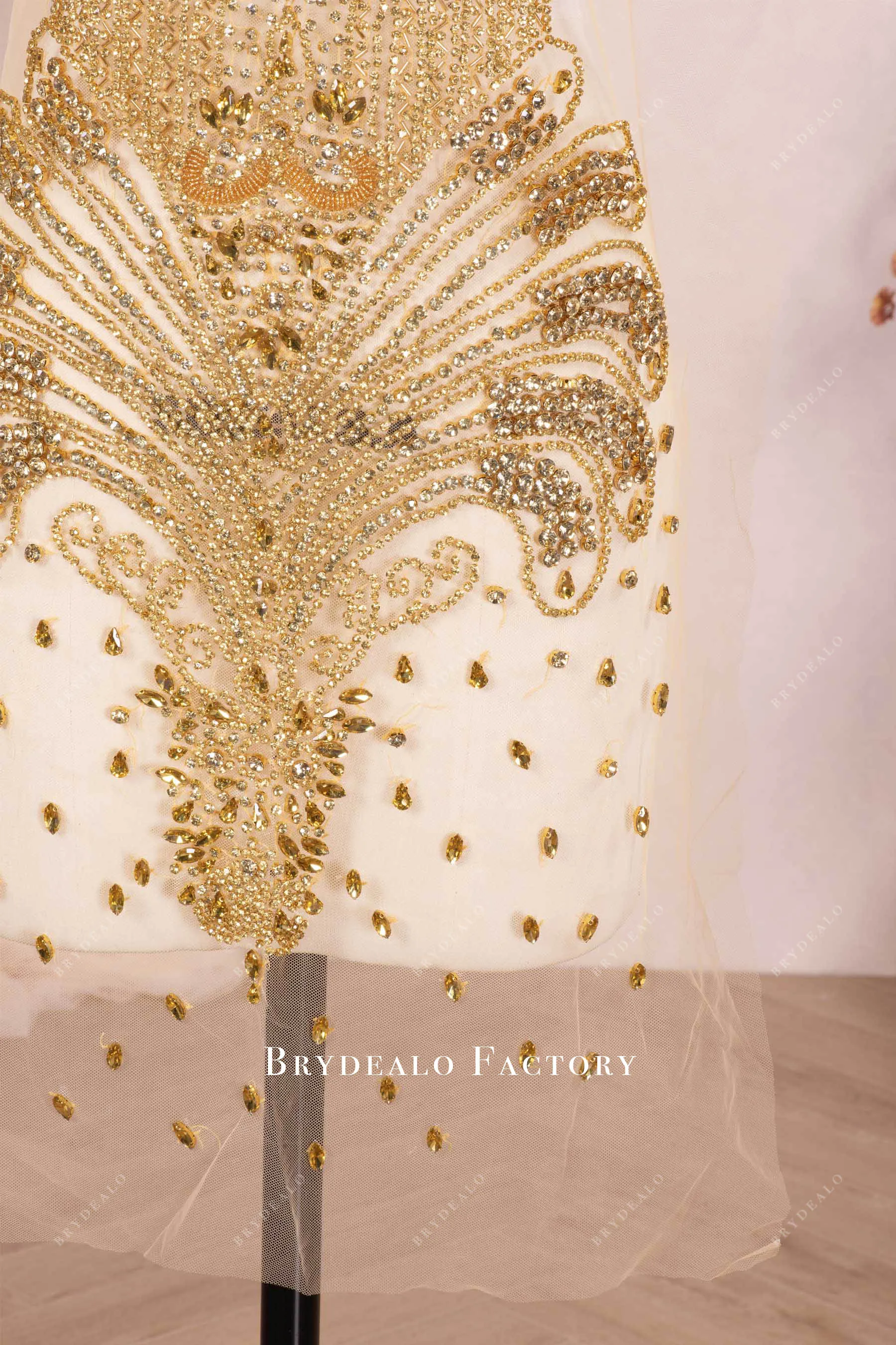 Large Hand-sewn Rhinestone Applique for Formal Dress