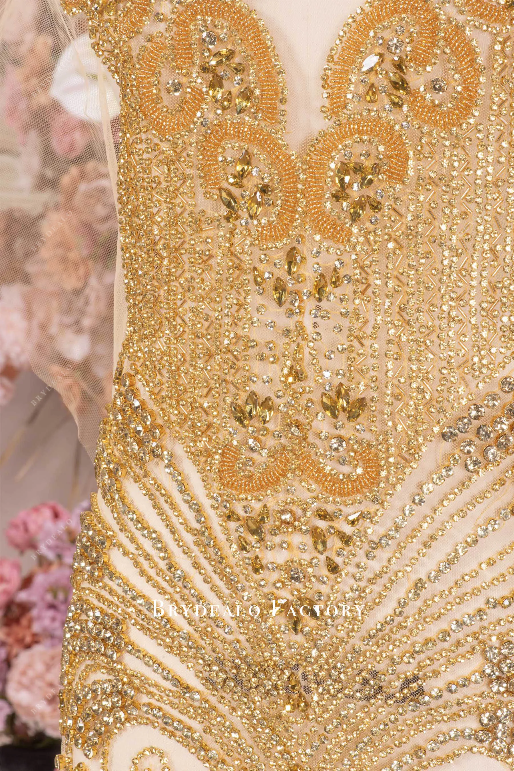 Large Hand-sewn Rhinestone Applique for Formal Dress