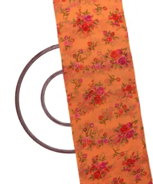 Light Orange Floral Print Chiffon Fabric