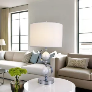 Lydia Table Lamp - Navy Blue or White, Fabric Shade, 500mm High, PL0158