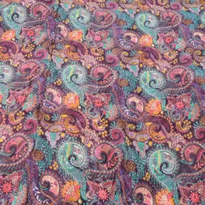 Magenta Floral Digital Print Jacquard On Viscose Crepe Fabric