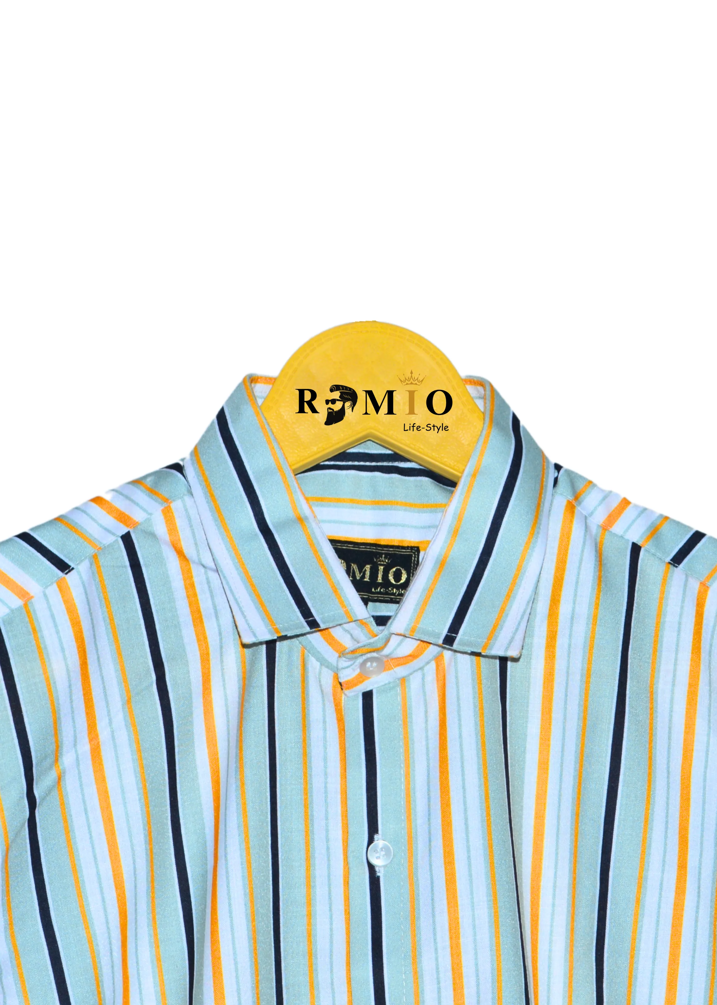 Men Regular Fit Striped Spread Collar Casual Half Sleev Shirt (f37)