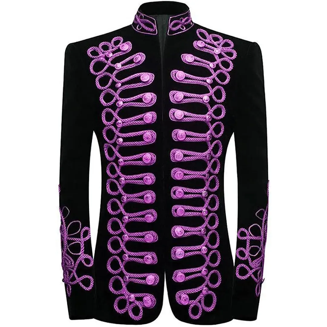 Mens Military Velvet Suit Blazer