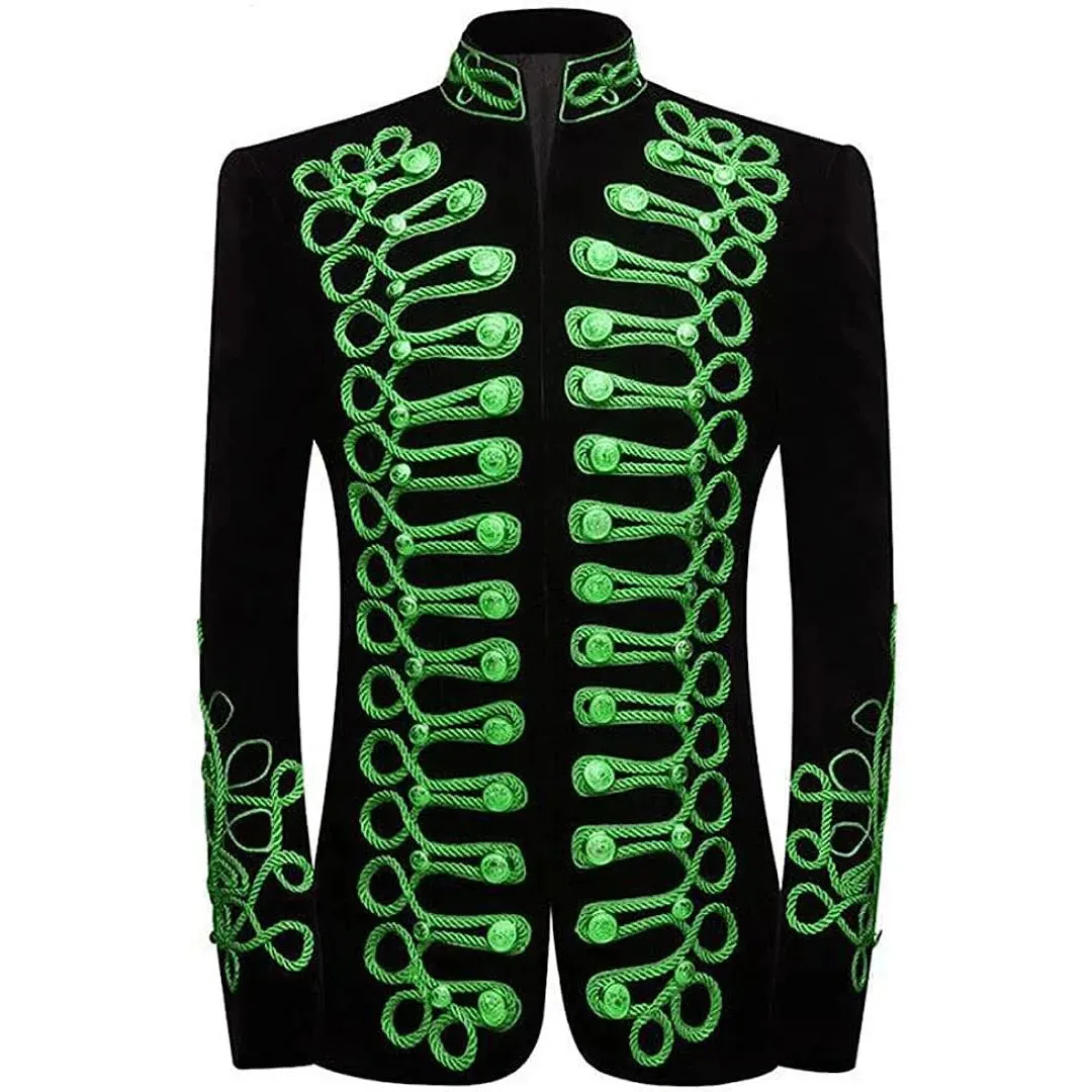 Mens Military Velvet Suit Blazer