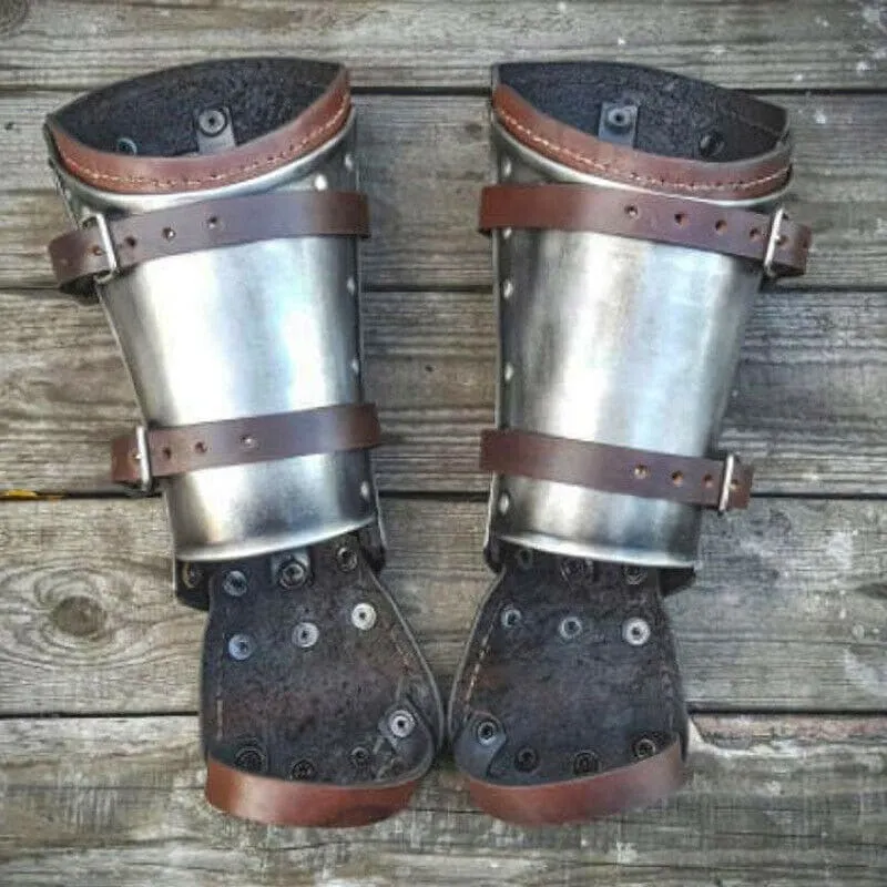 Metallic Buckle Hand Guard Gauntlets for Reenactment Costumes