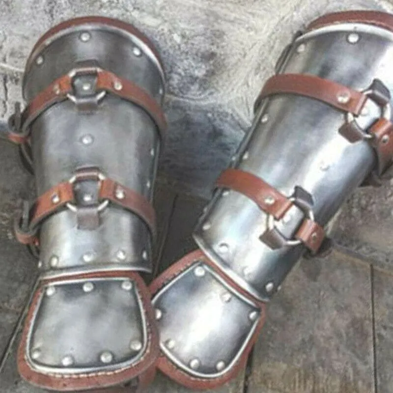 Metallic Buckle Hand Guard Gauntlets for Reenactment Costumes