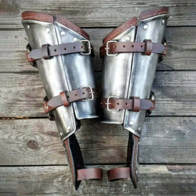 Metallic Buckle Hand Guard Gauntlets for Reenactment Costumes