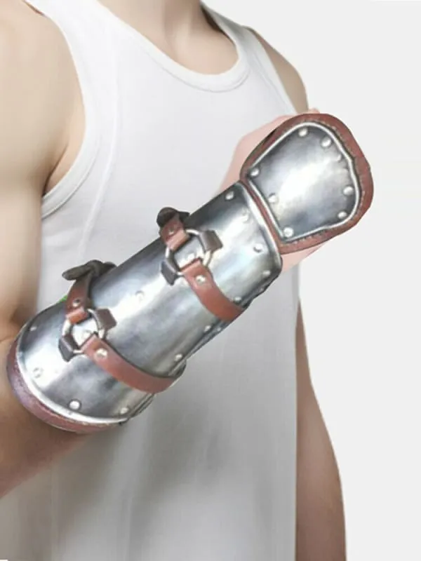 Metallic Buckle Hand Guard Gauntlets for Reenactment Costumes
