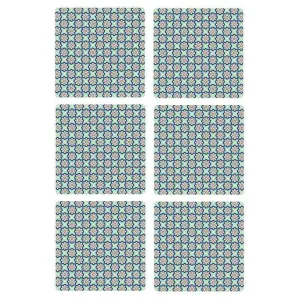 Modern Coaster Pad Blue Table Accessory | Set of 6 | 4 x 4 inches