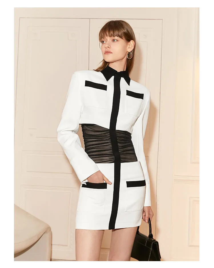 Modern retro dress features an alluring black mesh waist dress- Uni