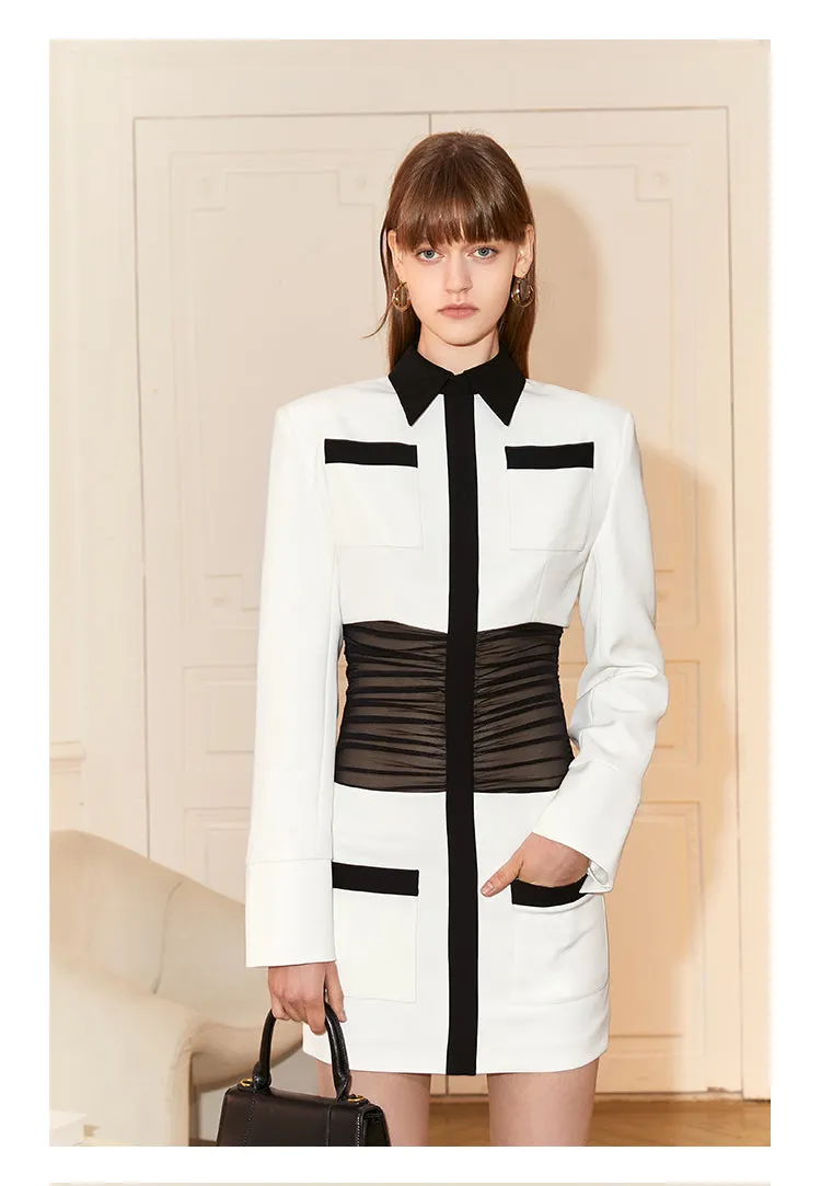 Modern retro dress features an alluring black mesh waist dress- Uni