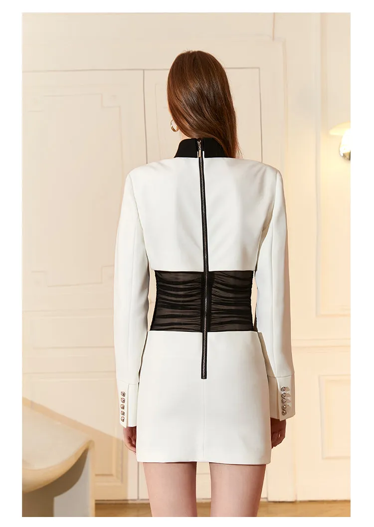 Modern retro dress features an alluring black mesh waist dress- Uni