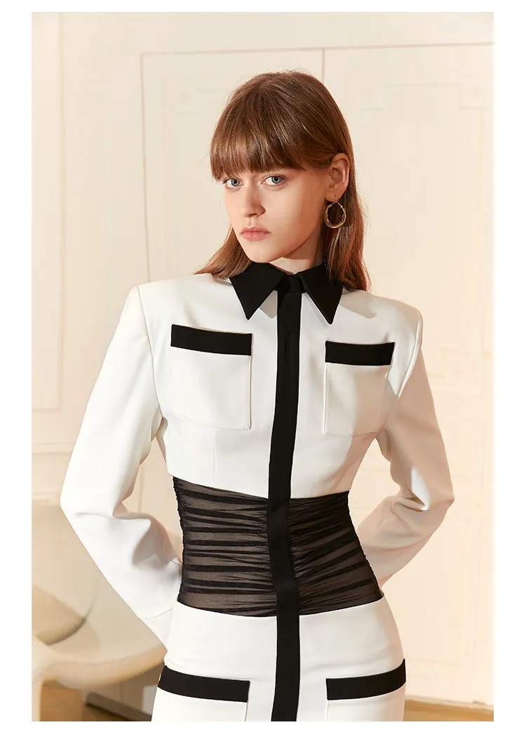 Modern retro dress features an alluring black mesh waist dress- Uni