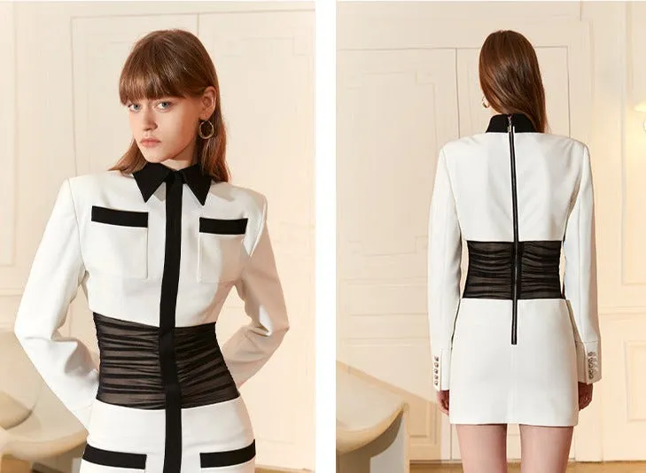 Modern retro dress features an alluring black mesh waist dress- Uni