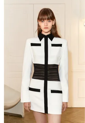 Modern retro dress features an alluring black mesh waist dress- Uni