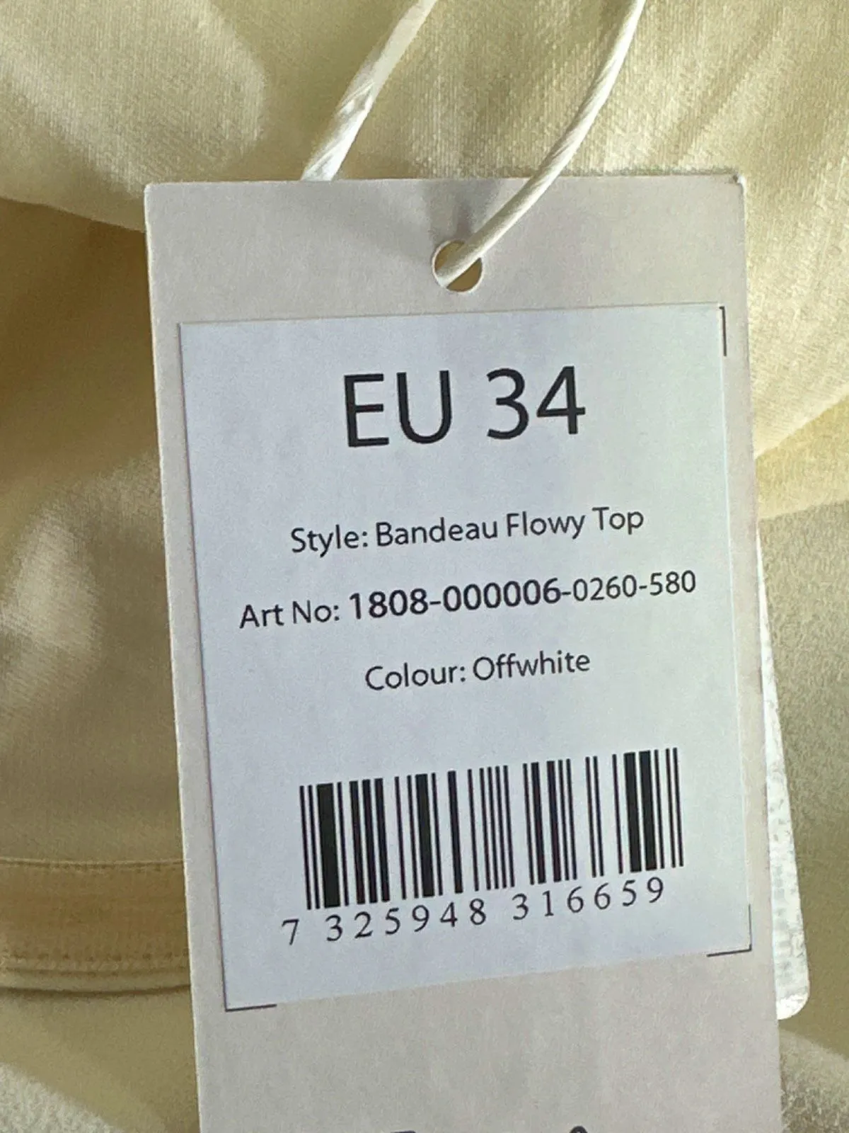 NA-KD Offwhite Bandeau Flowy Top EU 34