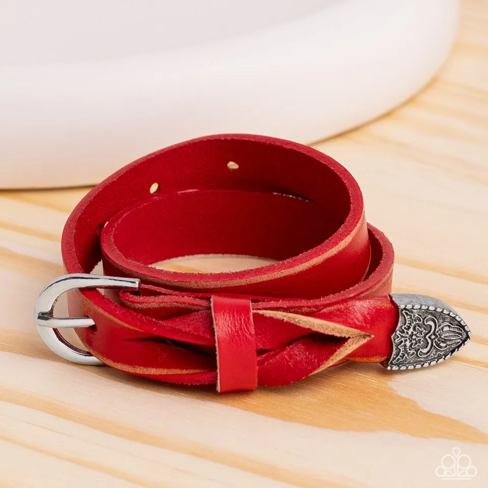 Paparazzi Bracelet ~ Coat of Arms Couture - Red