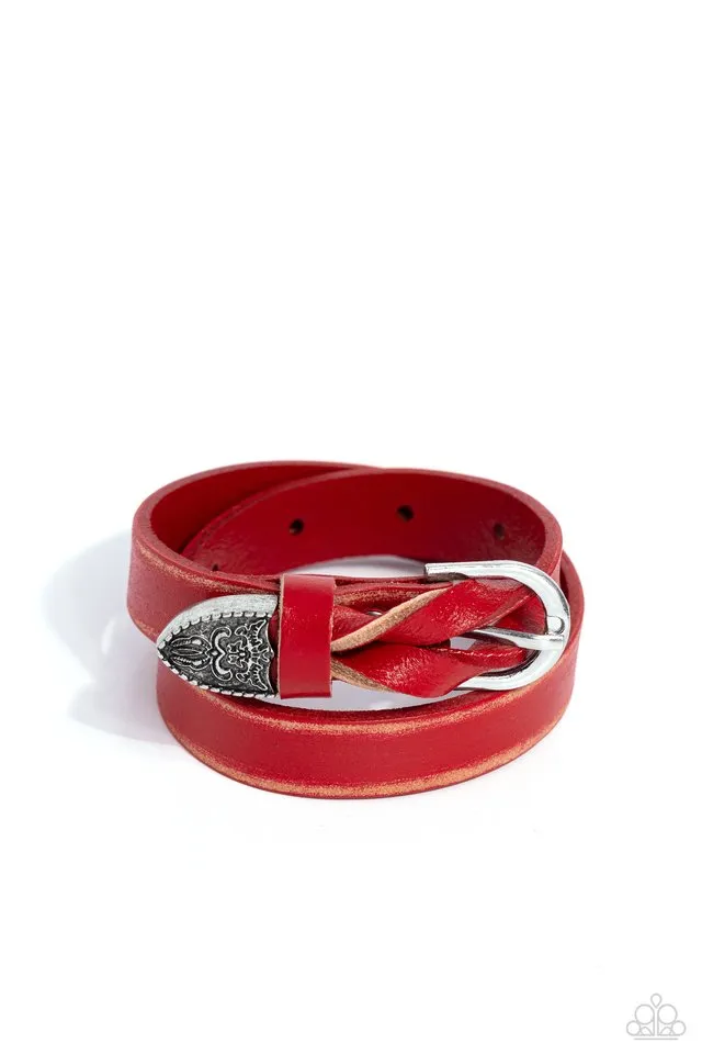 Paparazzi Bracelet ~ Coat of Arms Couture - Red
