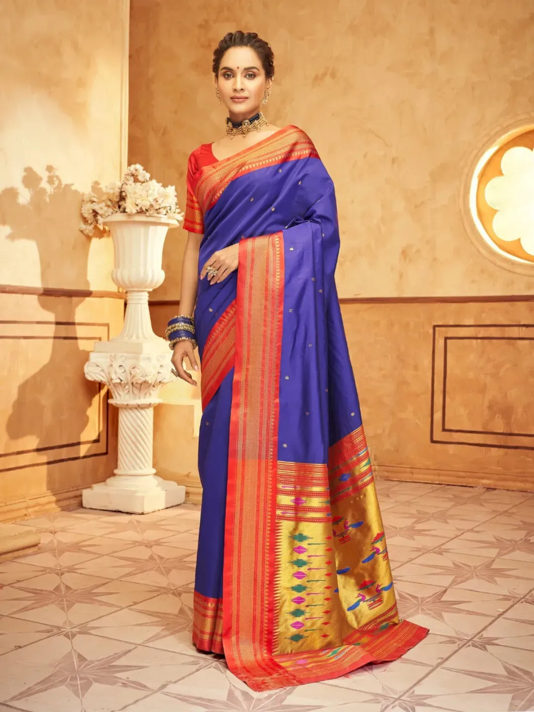Passionate Purply Blue Pure Aniruddh Silk Pathani Saree