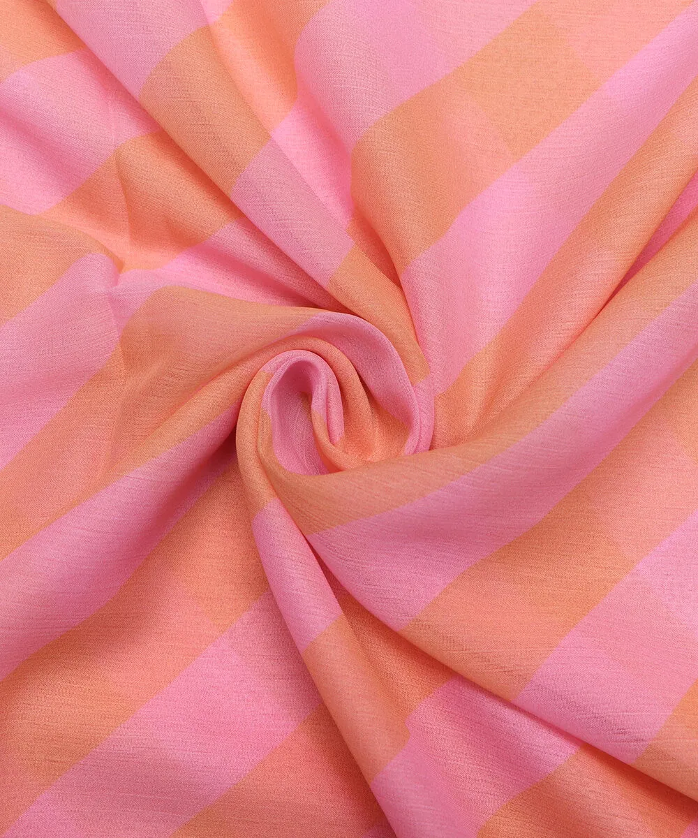 Pink Colour Lehariya Print Digital Print Chiffon Fabric