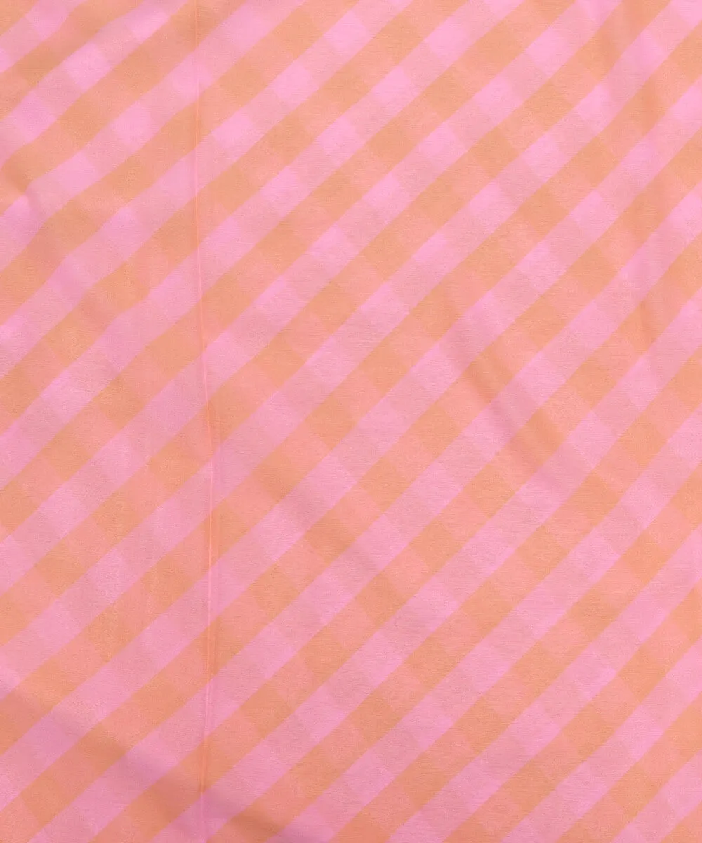 Pink Colour Lehariya Print Digital Print Chiffon Fabric