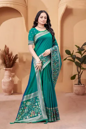 Premium Turquoise Soft Silk Saree