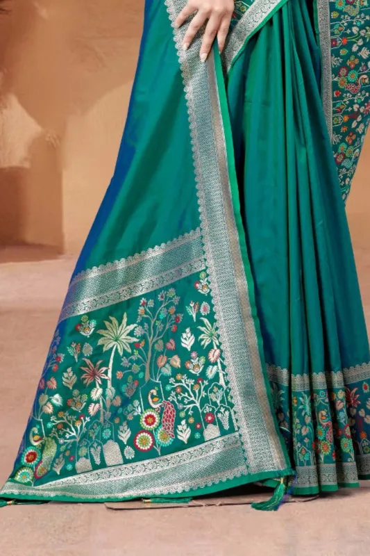Premium Turquoise Soft Silk Saree