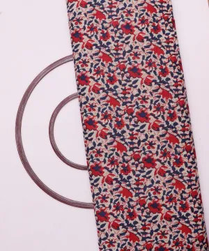 Red Colour Floral Print Cotton Fabric