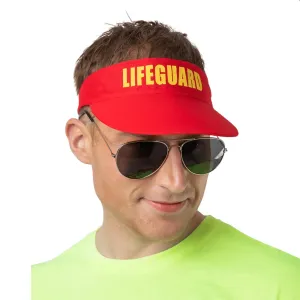 Red Lifeguard Visor 80s Surfing Beach Fancy Dress