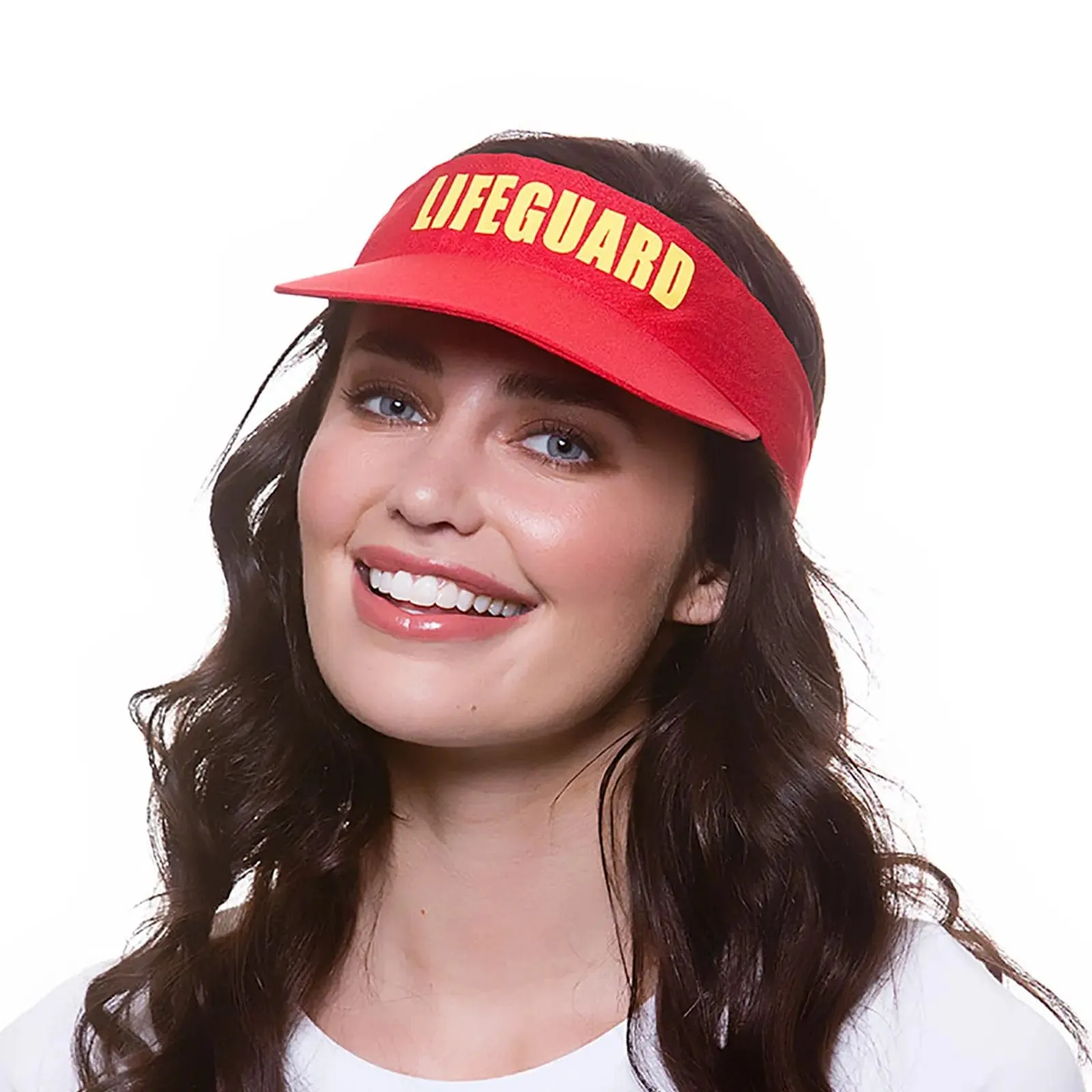 Red Lifeguard Visor 80s Surfing Beach Fancy Dress