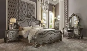 Ronald Wooden Headboard Queen Bed, Antique Platinum