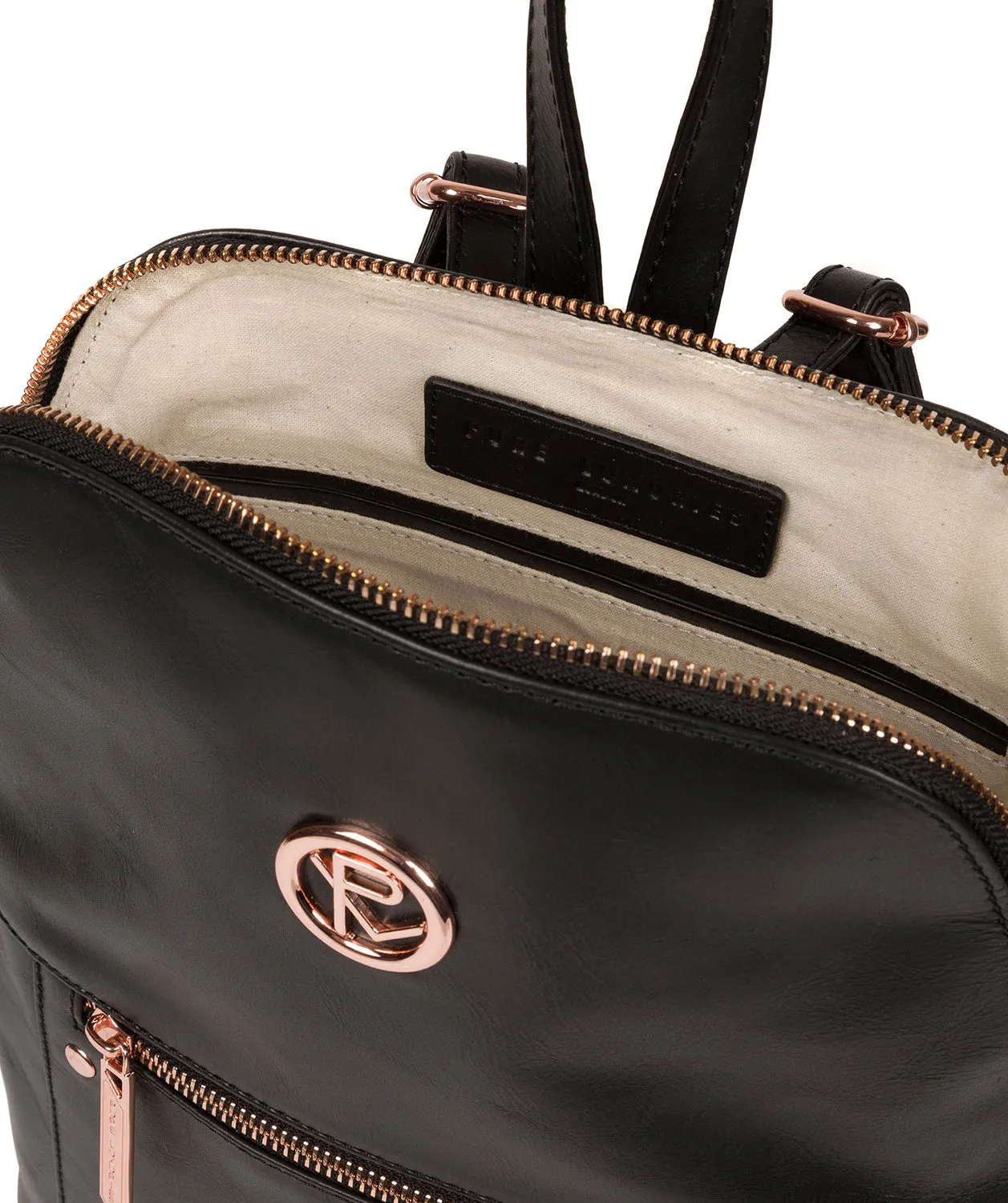 'Rubens' Black Leather Backpack