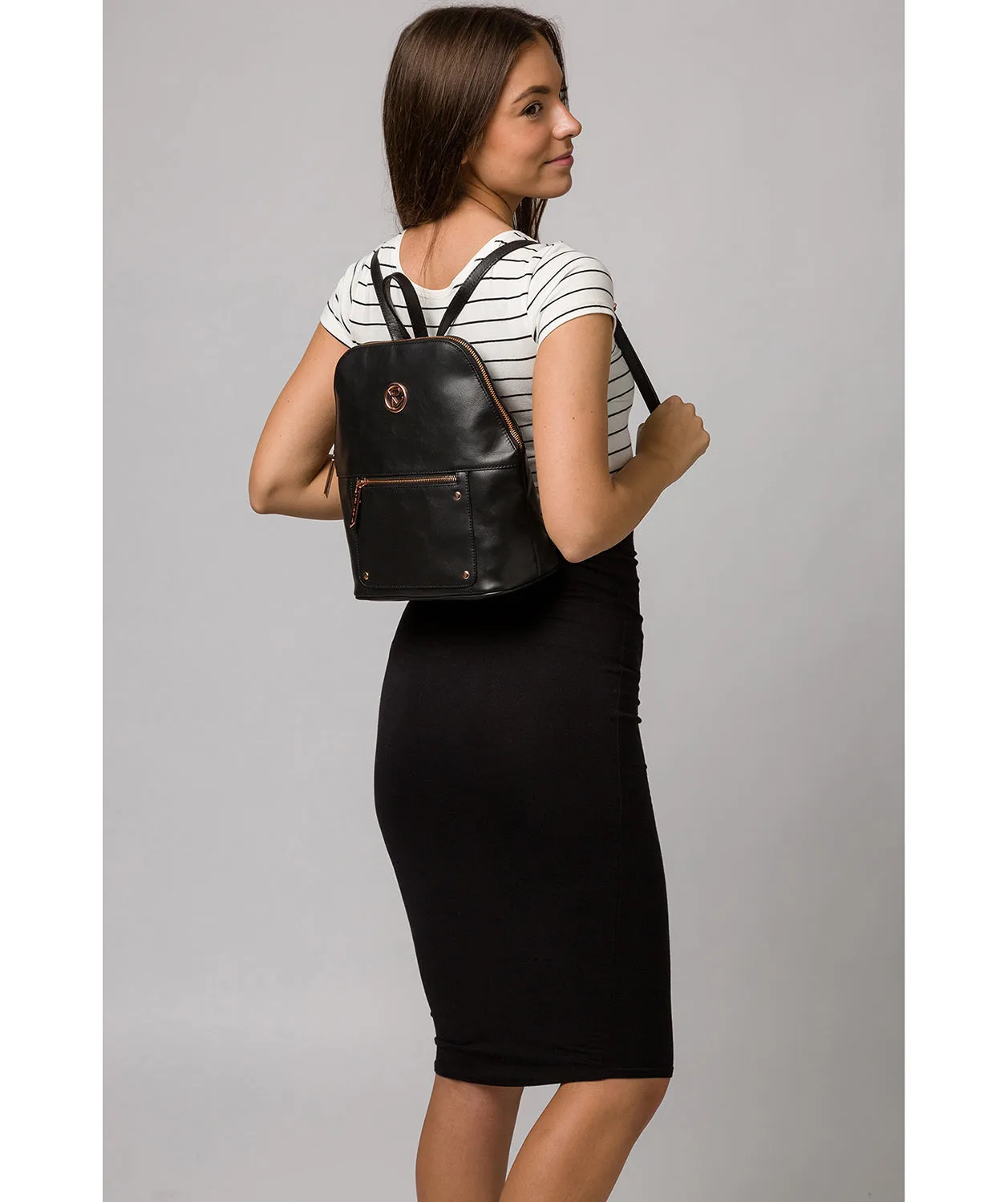 'Rubens' Black Leather Backpack