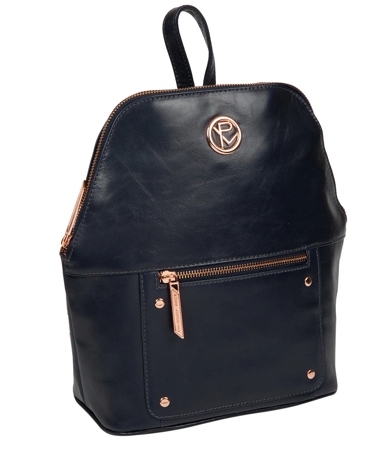 'Rubens' Navy Leather Backpack