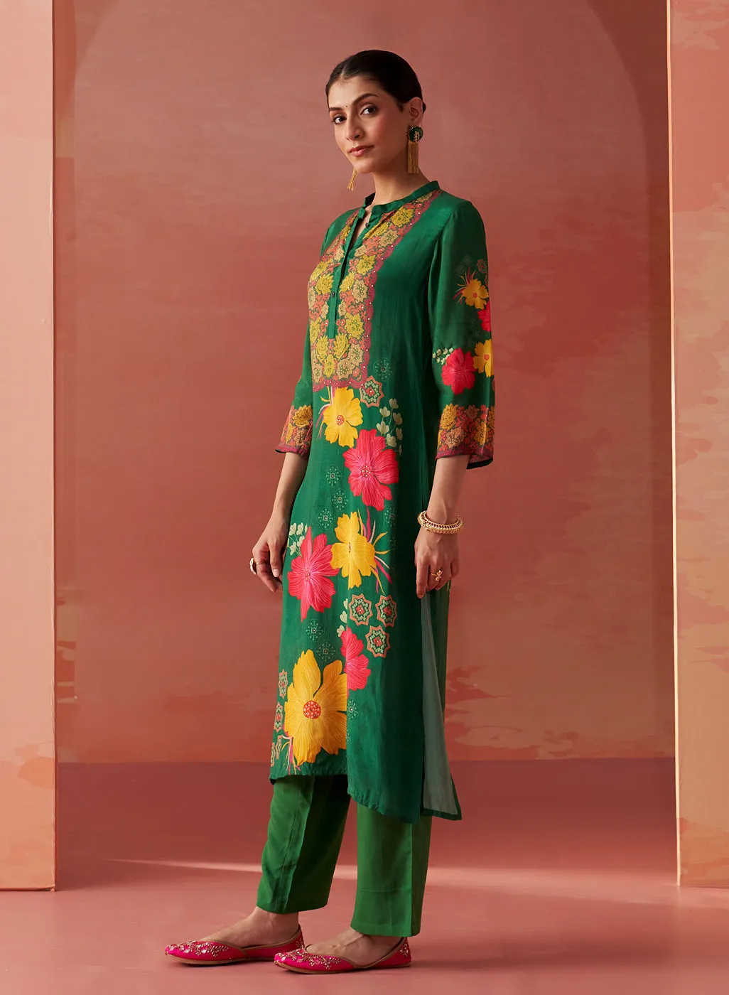 Sameera Green Printed Viscose Co-ord Set for Women