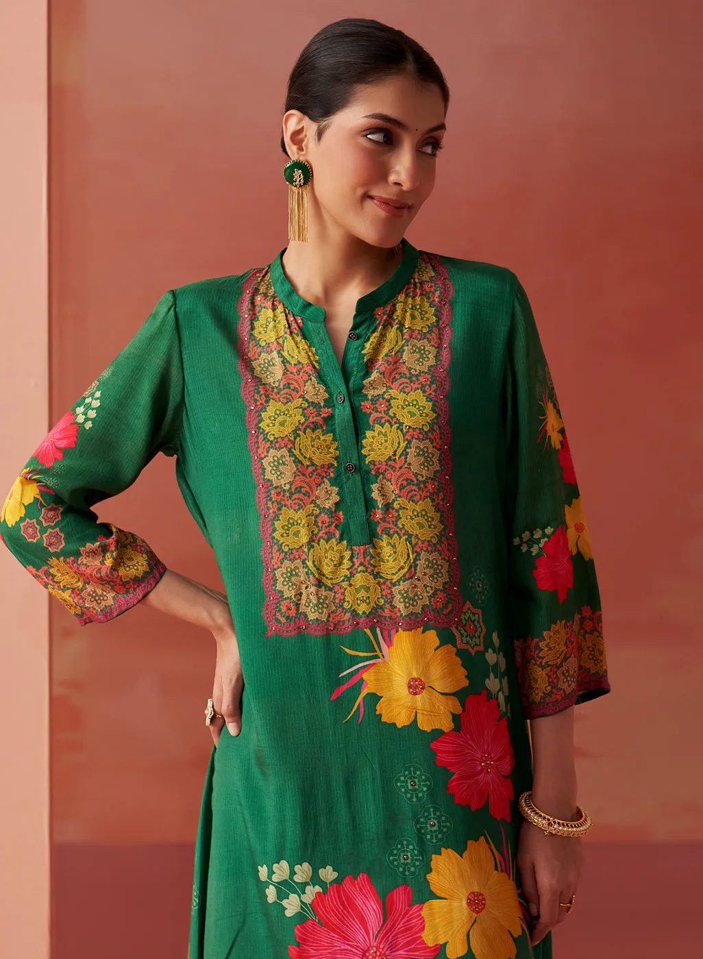 Sameera Green Printed Viscose Co-ord Set for Women