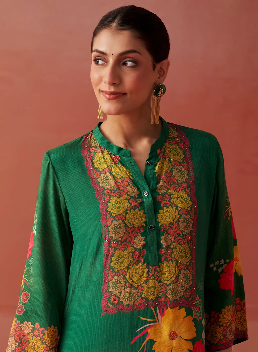 Sameera Green Printed Viscose Co-ord Set for Women