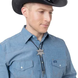 Sheriff Bolo Tie Star Badge Black Neck Cord Wild West Fancy Dress