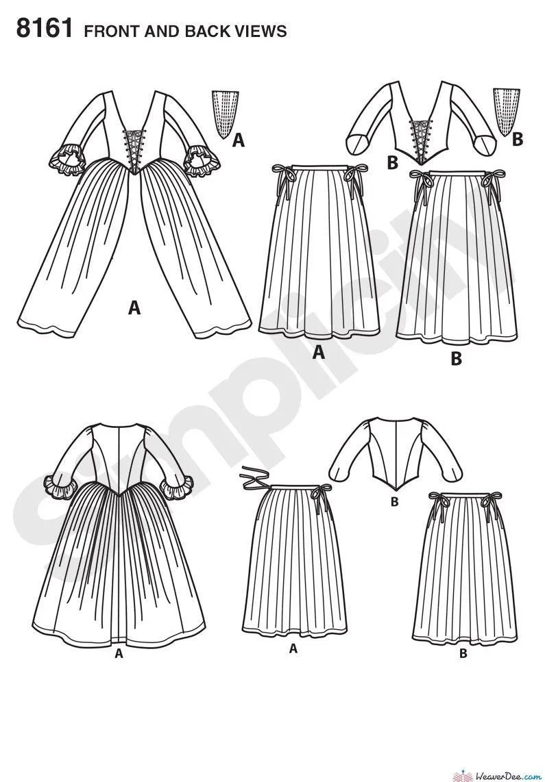 Simplicity Pattern S8161 Misses' 18th Century Costumes