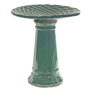 Sunnydaze Rennes Turquoise Outdoor Ceramic Bird Bath - 22.5" H