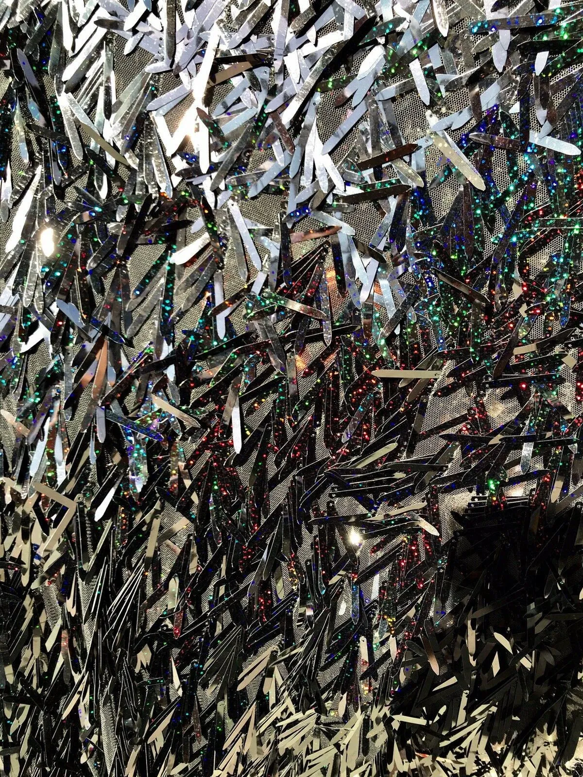 Swords Design Iridescent Sequins Burning Man Costume Craft Fabric By The Yard.