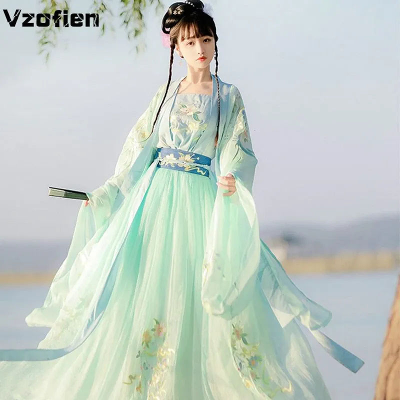 VenusFox Hanfu Women Chinese Traditional Hanfu Dress Tang Suit Vintage Ancient Dance Costume Female Carnival Halloween Cosplay Costume