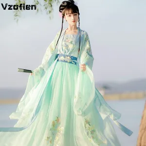 VenusFox Hanfu Women Chinese Traditional Hanfu Dress Tang Suit Vintage Ancient Dance Costume Female Carnival Halloween Cosplay Costume