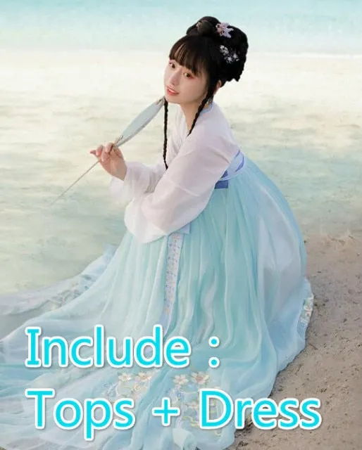 VenusFox Hanfu Women Chinese Traditional Hanfu Dress Tang Suit Vintage Ancient Dance Costume Female Carnival Halloween Cosplay Costume