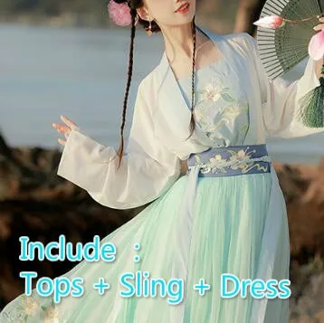 VenusFox Hanfu Women Chinese Traditional Hanfu Dress Tang Suit Vintage Ancient Dance Costume Female Carnival Halloween Cosplay Costume