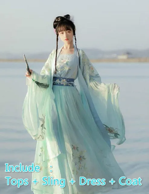 VenusFox Hanfu Women Chinese Traditional Hanfu Dress Tang Suit Vintage Ancient Dance Costume Female Carnival Halloween Cosplay Costume