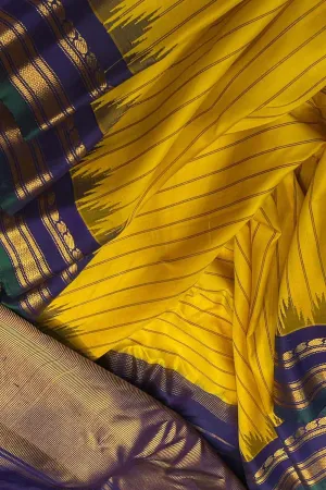 Yellow Gadwal Silk Saree: Elegant & Luxurious